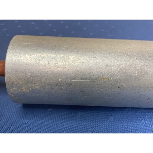 Vintage Aluminum Red Handle Rolling Pin 18" Shabby Chic - Picture 5 of 6